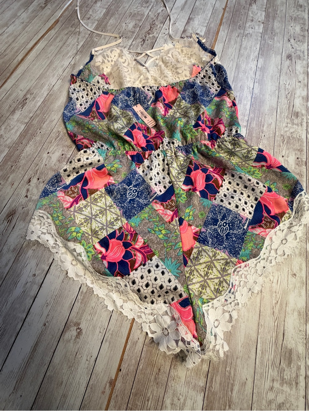Victoria's Secret White Lace Bustier Chemise with Multi-Color Floral Print - Picture 5 of 5